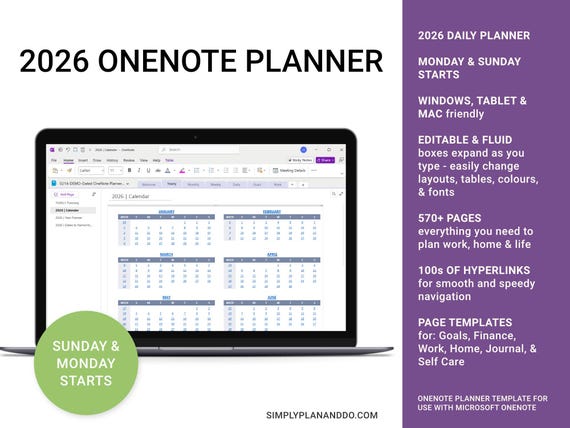 2026 OneNote Planner Template: Daily, Weekly, Monthly