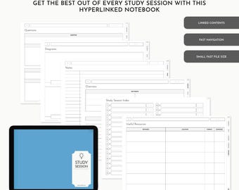 Smart Study Session Notebook: Landscape, (PDF Download) GoodNotes, Noteshelf, iPad, Tablet