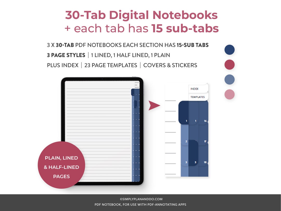 Tabbed Notebook.pdf Buy 30-tab Digital Notebooks: Lined, Plain, Half-lined (PDF) Online in ...