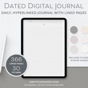 Dated Digital Journal Bundle: Hyperlinked Notebook with Stickers (Goodnotes, Notability, Noteshelf) image 2