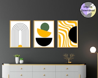 Wall Art Prints Yellow Dream Art - Prints, Digital Dowloand - Line Drawing Print - Minimalist Prints Wall Art - A3 Poster