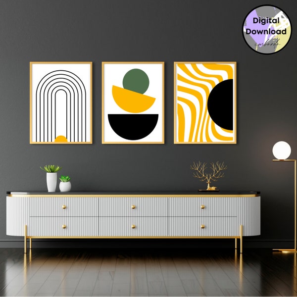 Wall Art Prints Yellow Dream Art - Prints, Digital Dowloand - Line Drawing Print - Minimalist Prints Wall Art - A3 Poster