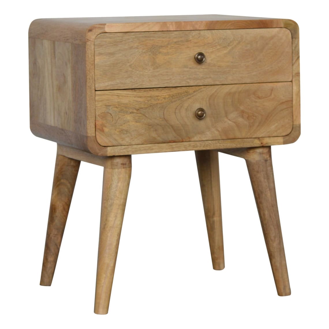 SALE Premium Mango Wood Curved Bedside Table w/ Oakfinish Etsy