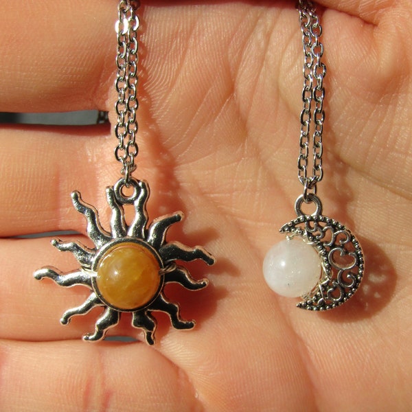 Matching Couple’s Necklace | Anniversary Gift Necklaces | Gift’s for Couple’s Anniversary | Sun and Moon Crystal Necklaces