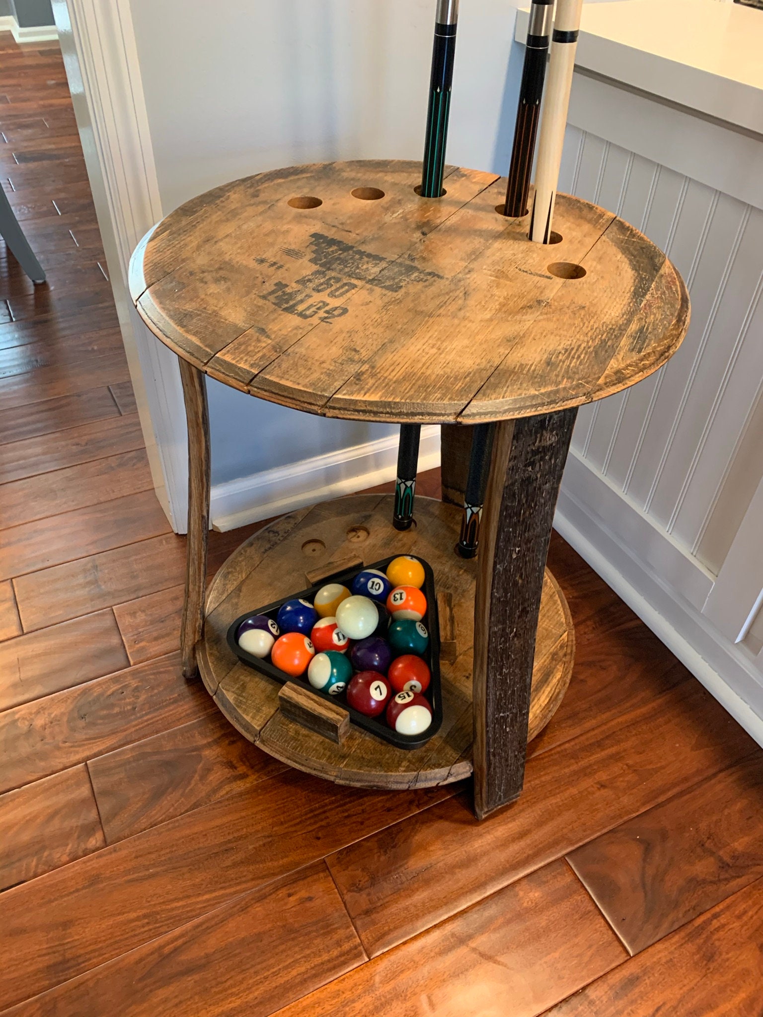 Bourbon Barrel Pool Cue Rack / Billiards Cue Rack / Rustic Etsy