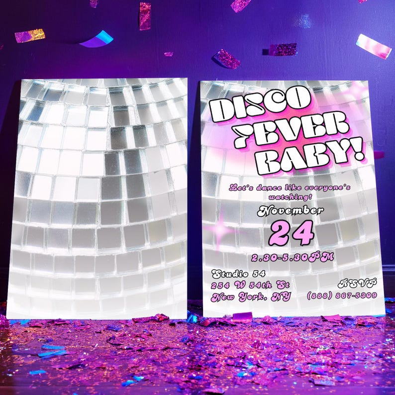 Editable Disco Fever Invitation Template Digital Invite 70s 80s Studio