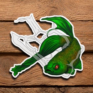 Betta Fish Sticker | 3&quot; x 2.5&quot; | Handmade | Sad & Cute