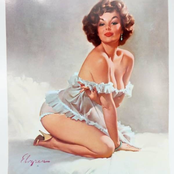 Gil Elvgren Poster, 1993 – Suzanne - Large Poster, Vintage Girl In Nightie And High Heels Pin Up