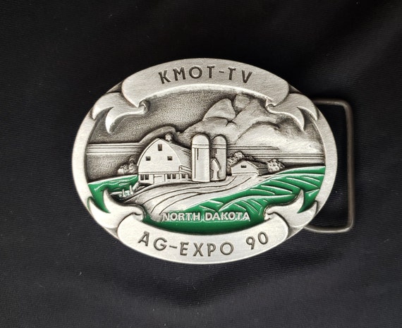 Vintage Kmot-TV AG-EXPO 1990 Belt Buckle - North … - image 4