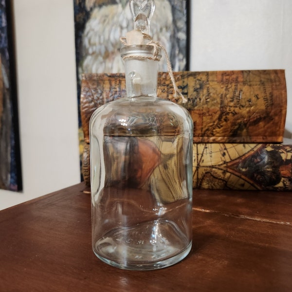 Vintage Laboratory / Apothecary Glass Bottle with Unique Heart Shaped Stopper - 125 mL & 250 mL