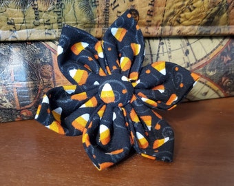 Holiday Themed Dog Collar Accessory, Fabric Flower Attachment, Happy Halloween!