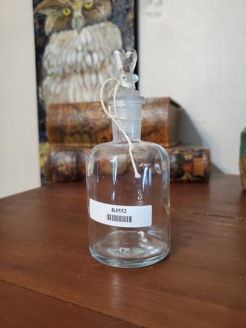 Vintage Laboratory / Apothecary Glass Bottle with Unique Heart Shaped Stopper 125 mL & 250 mL image 2