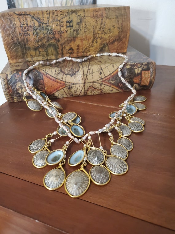 Vintage Handmade Seashell Necklace - Long & Flowy… - image 2