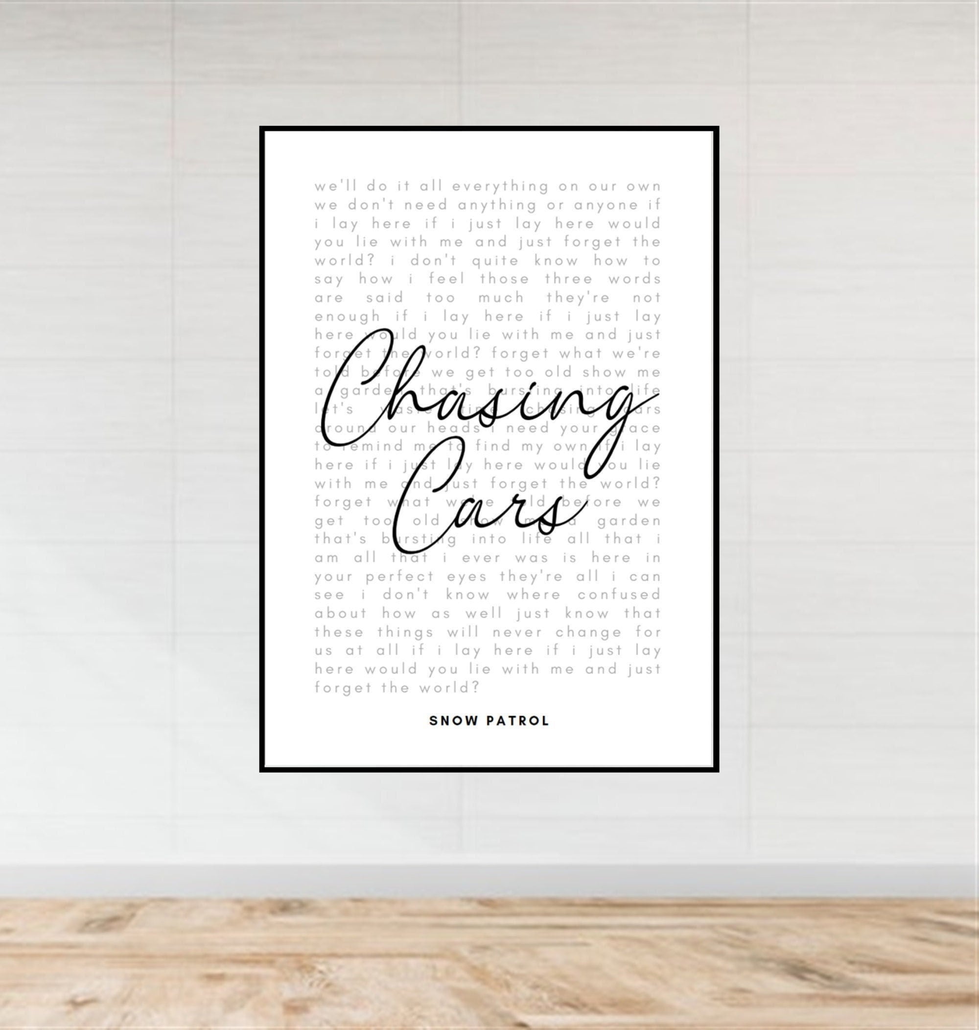 Chasing Cars Lyrics - Etsy Israel