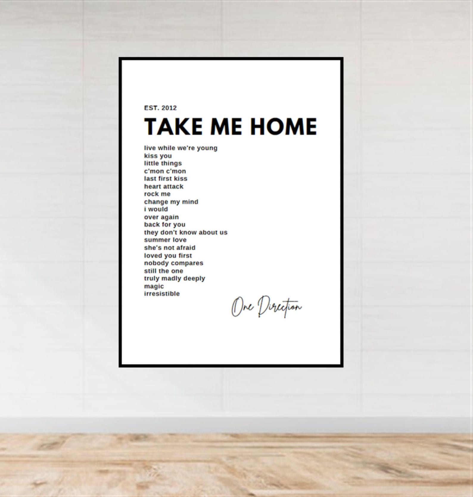 One Direction Wall Art Take Me Home Album Tracklist Poster Etsy