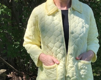 70s yellow quilted coat/cottagecore/quilted/quilt/vintage/cottagecore clothing