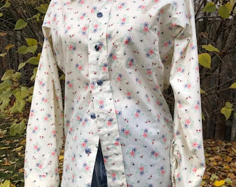 1970s Arrow Image II floral button down union made in Canada/perma iron/seventies fashion