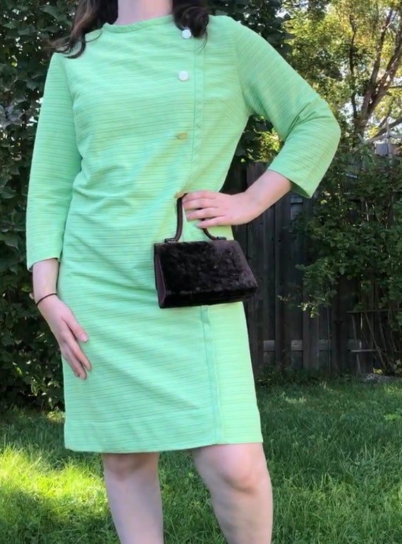 1960s lime green dress/shift dress/First Lad by Leboff Montreal