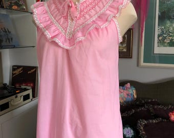 70s night gown by Lingerie Adorable/pink/cottagecore/made in Canada