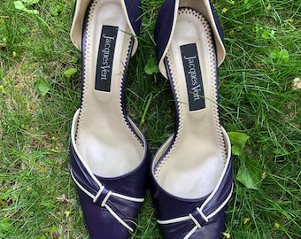 Années 90/2000 talons pointus violets/talons chaton/chaussures de soirée/chaussures de cérémonie/ tenues de cérémonie/talon Jacques Vert/chaussures italiennes vintage