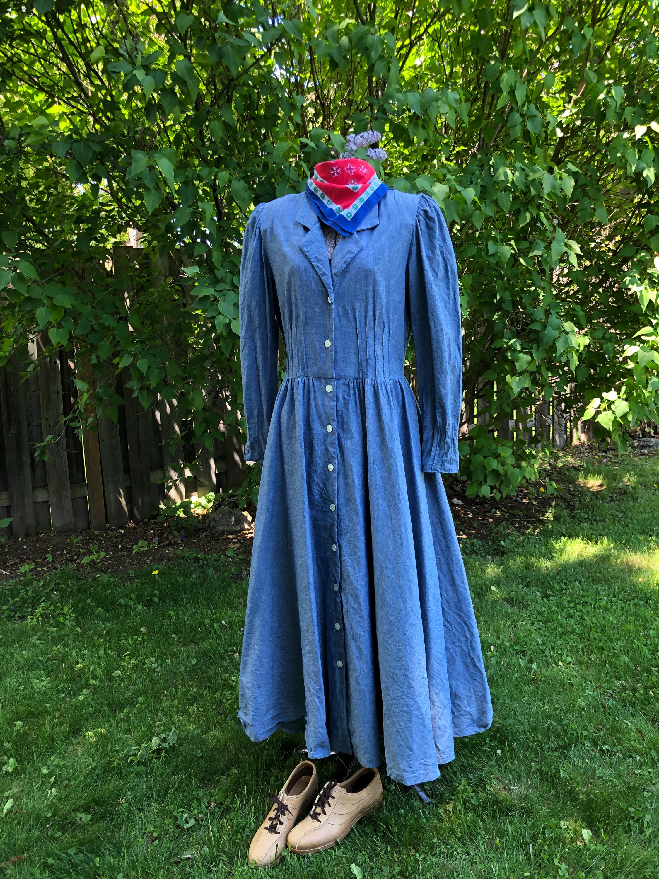 ワンピース Lace Trimmed Chambray Dress Chambray Dress 80s - Etsy