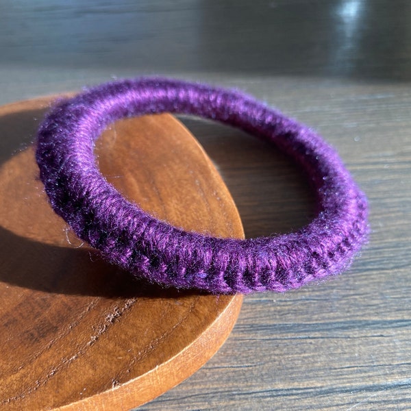 Crochet Bangle Silk Bracelet Soft Handmade Purple Bracelet