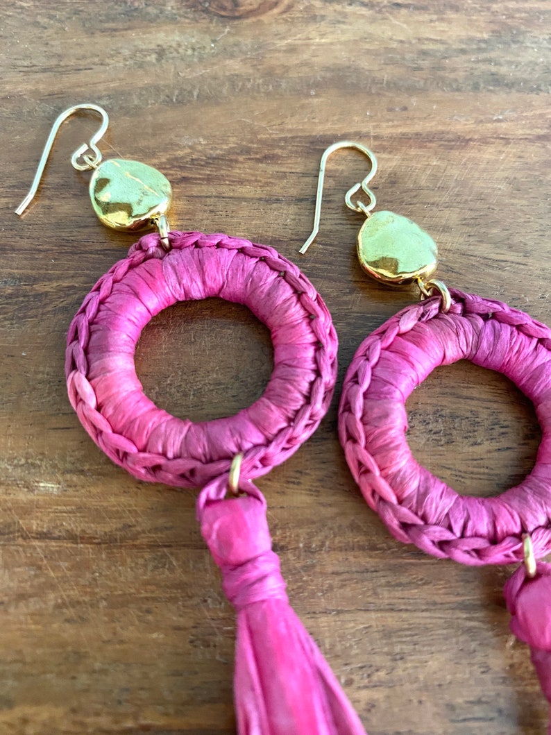 Calypso Raffia Statement Circle Earrings