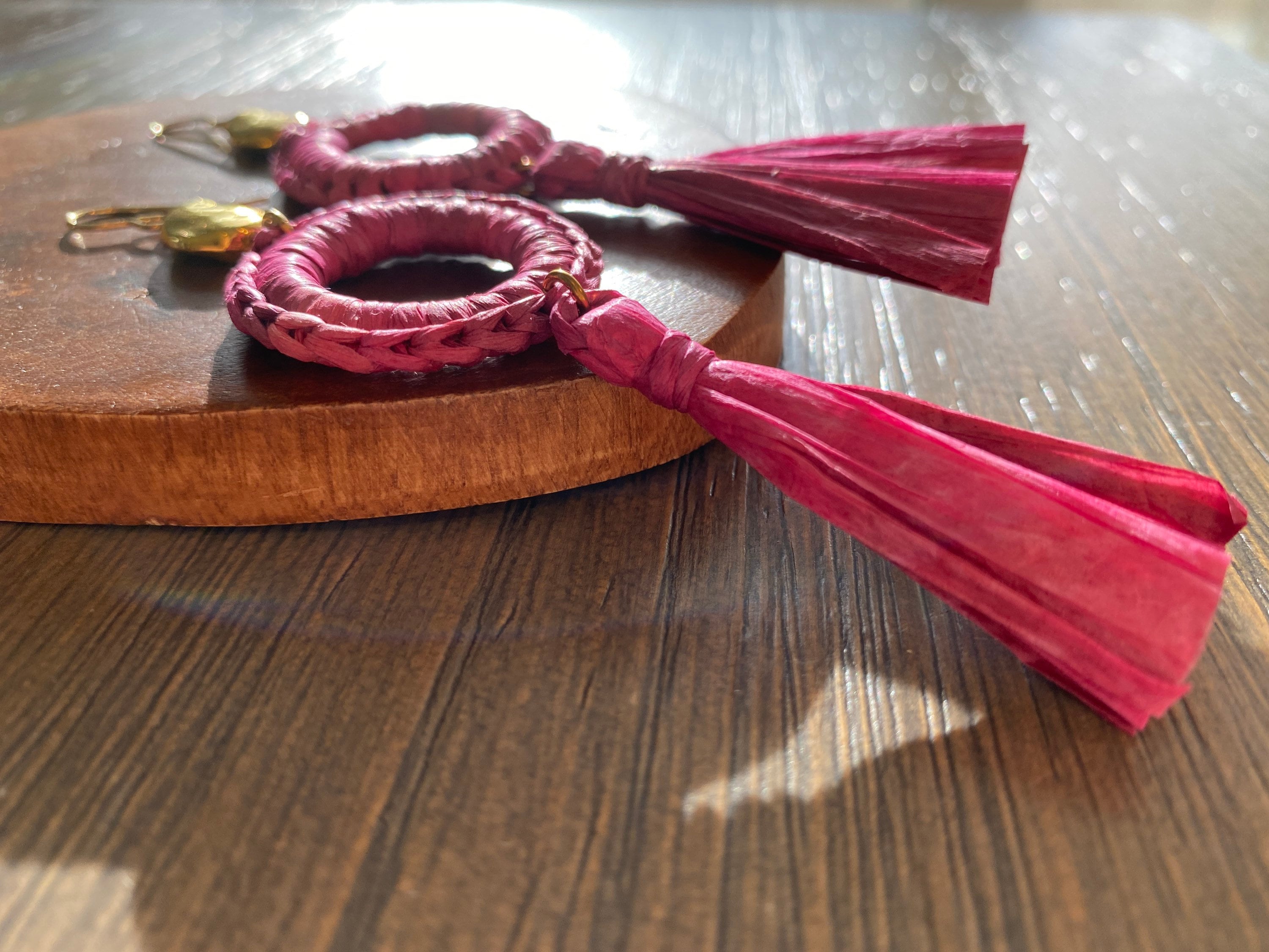 Calypso Raffia Statement Circle Earrings
