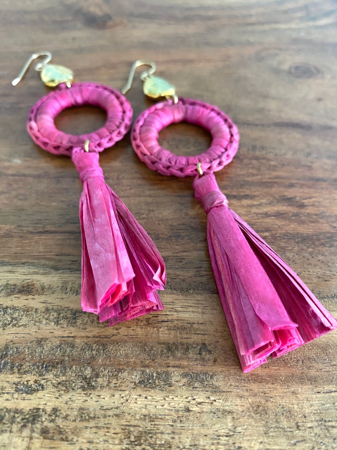 Natural Raffia Wrapped Bow Statement Earrings