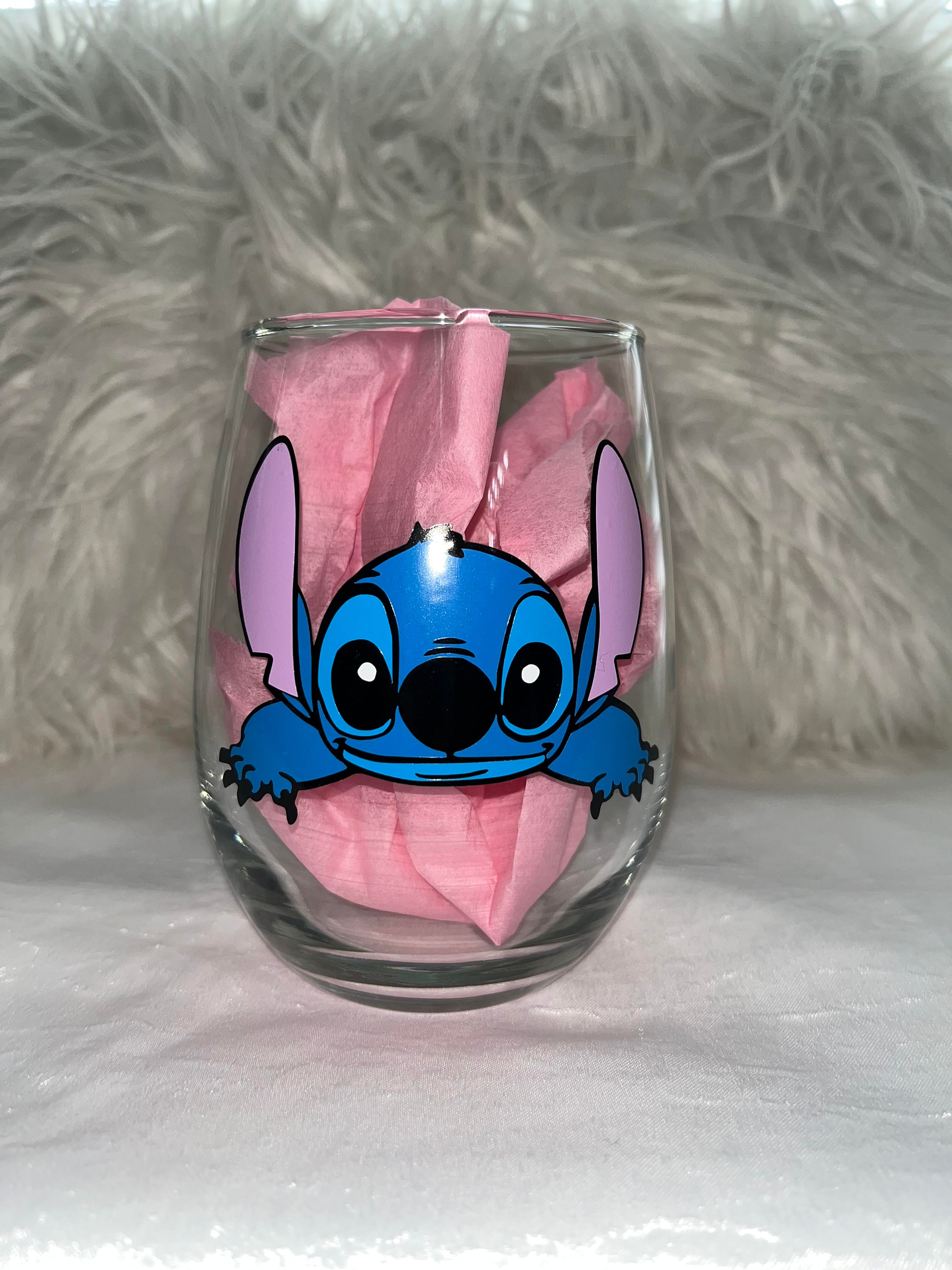 Disney Lilo & Stitch Hawaiian Flowers Teardrop Stemless Wine Glass | 20 Ounces