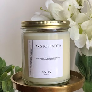 Paris Love Notes | 4oz and 8oz Soy Wooden Wick Candle | Garden-Inspired Floral Blend | Romantic, Cozy and Gift-Ready