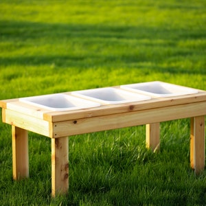 Weatherproof Triple Bin Indoor/Outdoor Sensory Table | Handmade in Canada | Cedar Table for Toddlers and Kids  | Learning Table