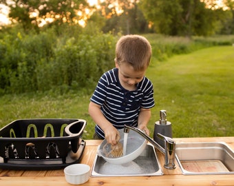 Simple Mud Kitchen | Outdoor Pretend Kitchen with Working Sink | Montessori Kids Kitchen | Backyard Wooden Toy | Sensory Table | Waldorf