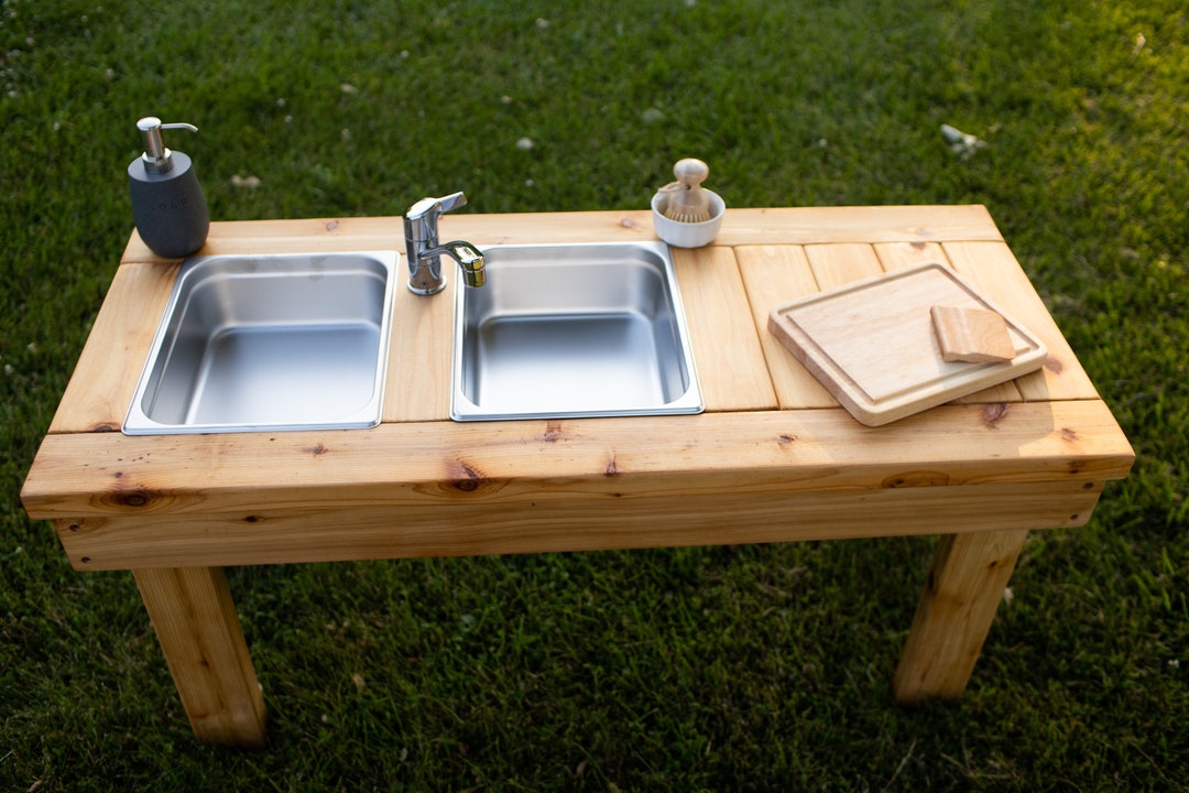 Simple Mud Kitchen Outdoor Pretend Kitchen With Working Sink Montessori