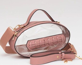 Pink Football Purse, Stadium Approved Clear Crossbody Bag for Custom Personalization Supplies