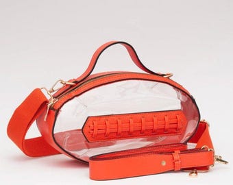 Orange Football Purse Clear Stadium Approved Crossbody Bag for Custom Personalization Supplies