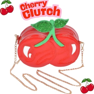 Bolsa de Cereja Deliciosa - Bolsa de Frutas Bonita, Bolsa de Cereja Vermelha, Bolsa Estética Kawaii, Carteira de Couro Vegana, Presente para Ela, Acessórios da Moda