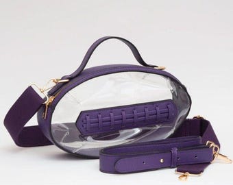 Stadium Approved Clear Purple Football Purse: Game Day Crossbody Bag for Custom Personalization Supplies