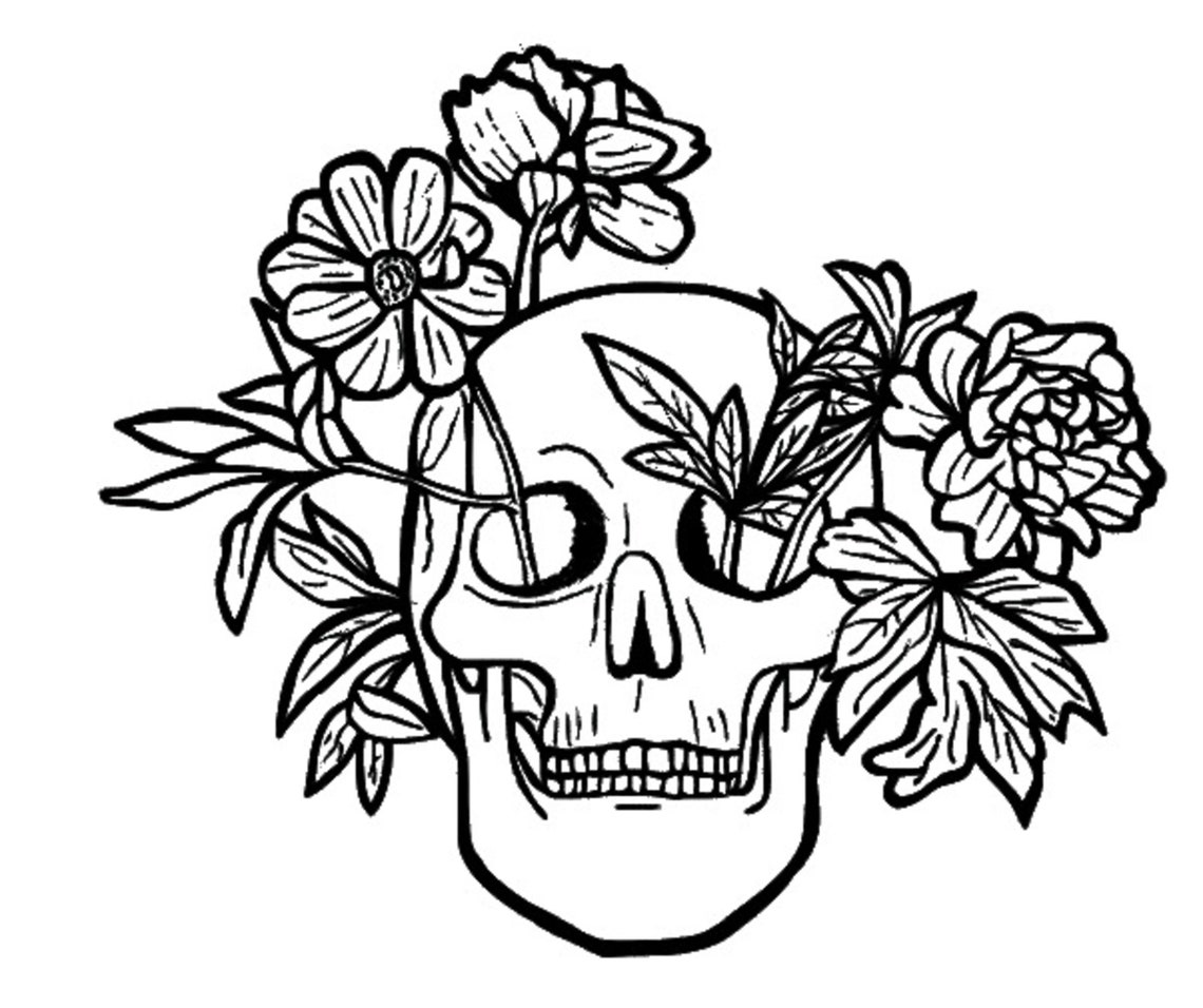 Skull & Flowers SVG Clipart Png/dxf/eps | Etsy