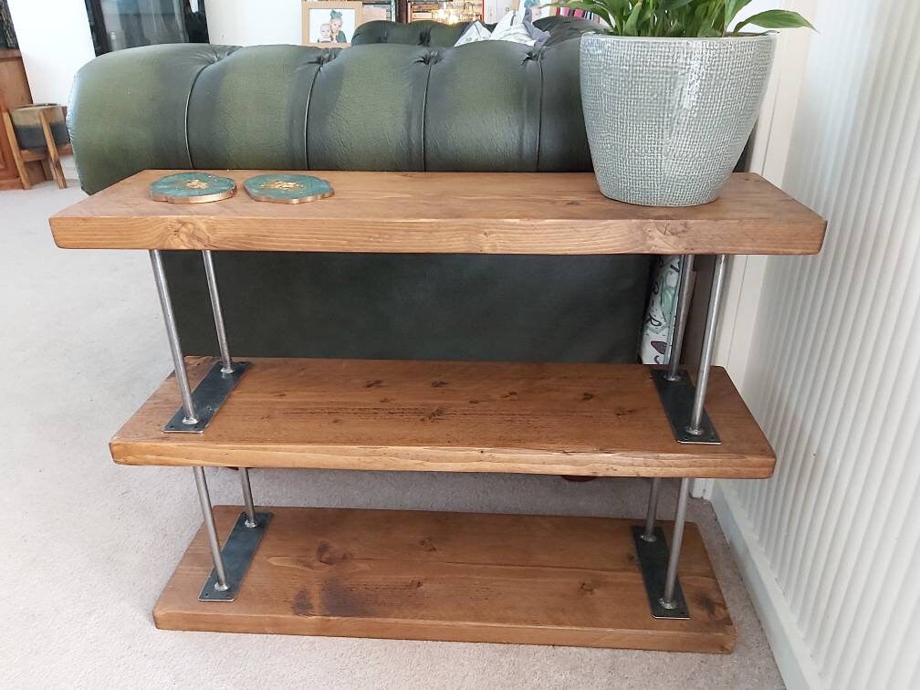 Rustic Industrial Sofa Side TableRustic Wood Shelfs Sofa Etsy