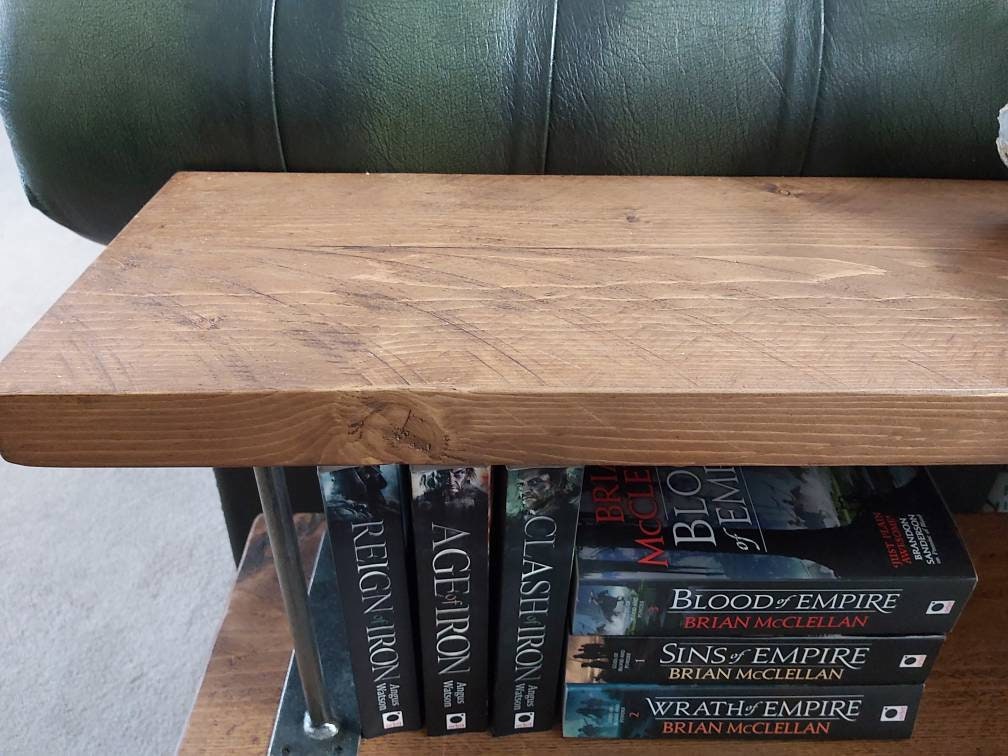 Rustic Industrial Sofa Side TableRustic Wood Shelfs Sofa Etsy