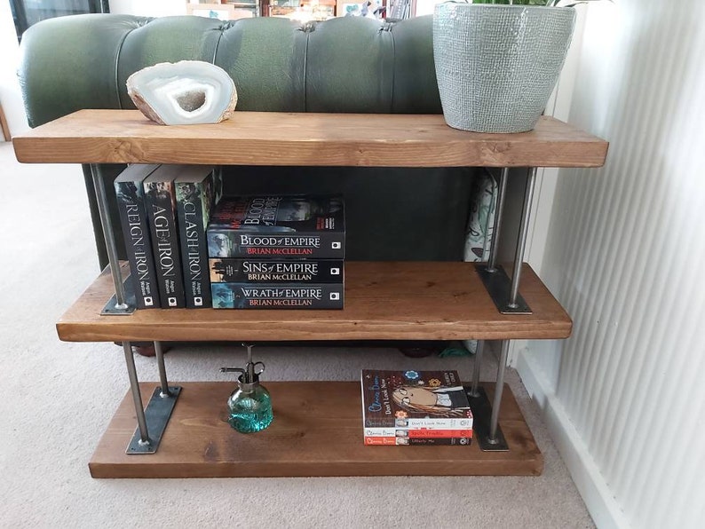 Rustic Industrial Sofa Side TableRustic Wood Shelfs Sofa Etsy