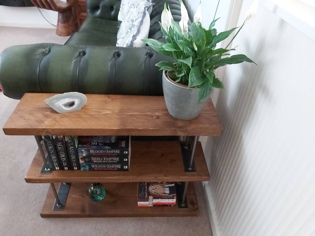 Rustic Industrial Sofa Side TableRustic Wood Shelfs Sofa Etsy