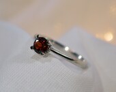 Natural Red Garnet ring. Engagement ring. Promise Ring. Silver wedding ring.