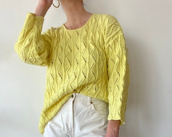 Vintage Lemon Yellow Jumper Hand 