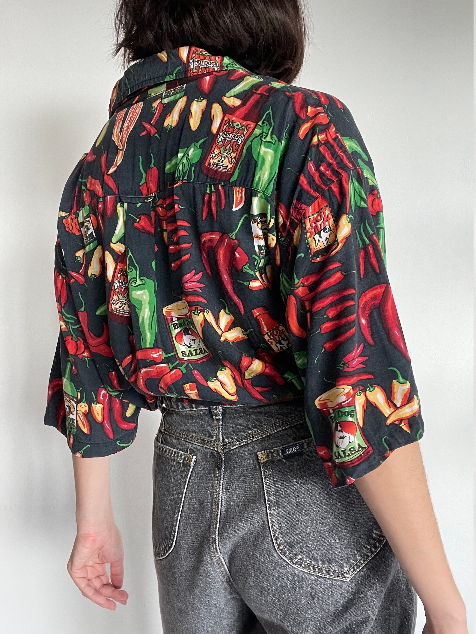 Vintage men's funny button up shirt hot pepper jalapeño Etsy