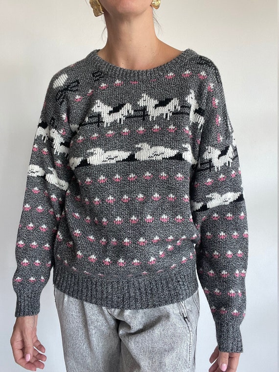 Vintage 90s Ugly Melange Sweater Animal 