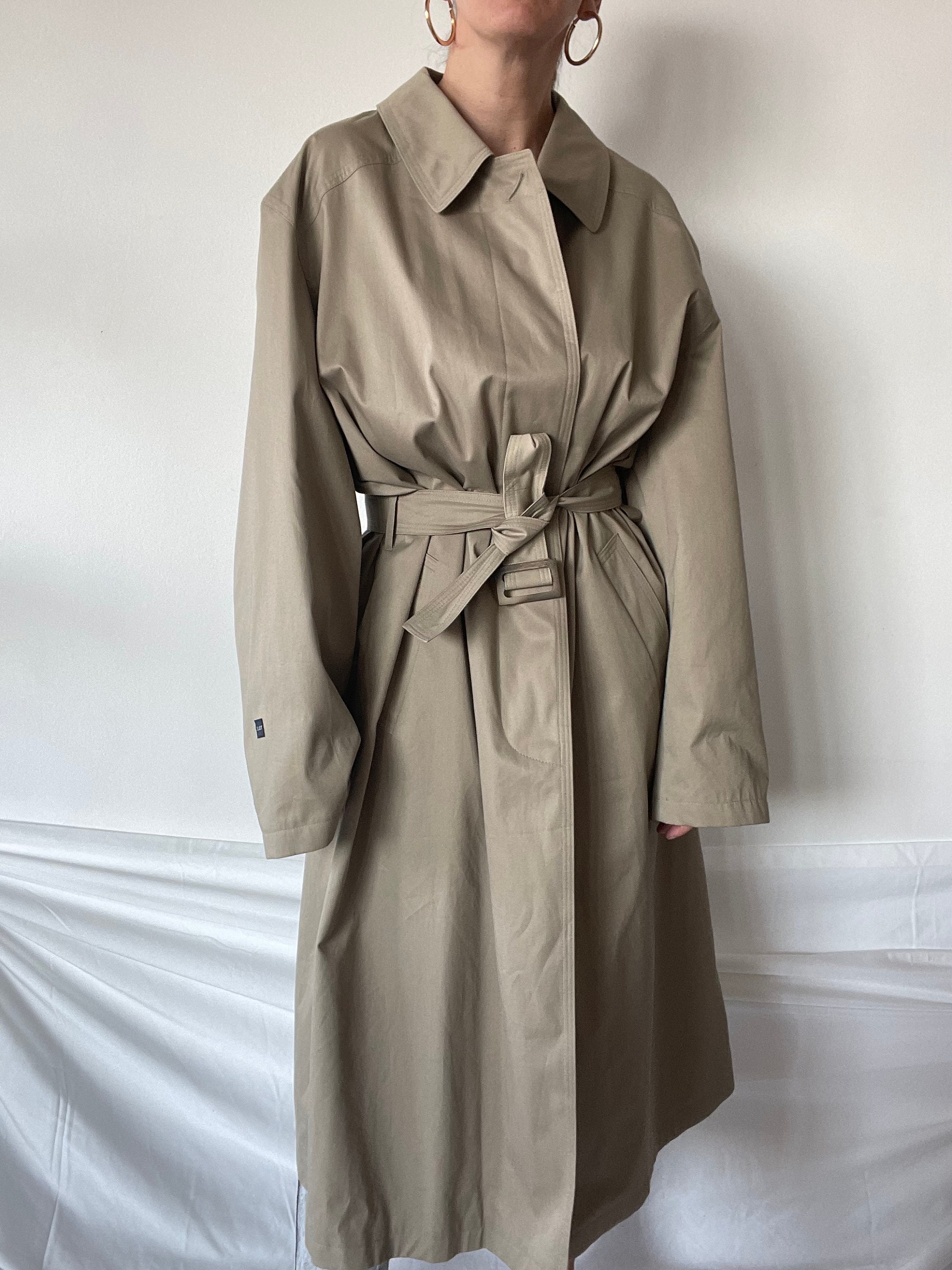 Vintage Mens Classic Trench Coat Maxi Beige Belt and Pockets - Etsy