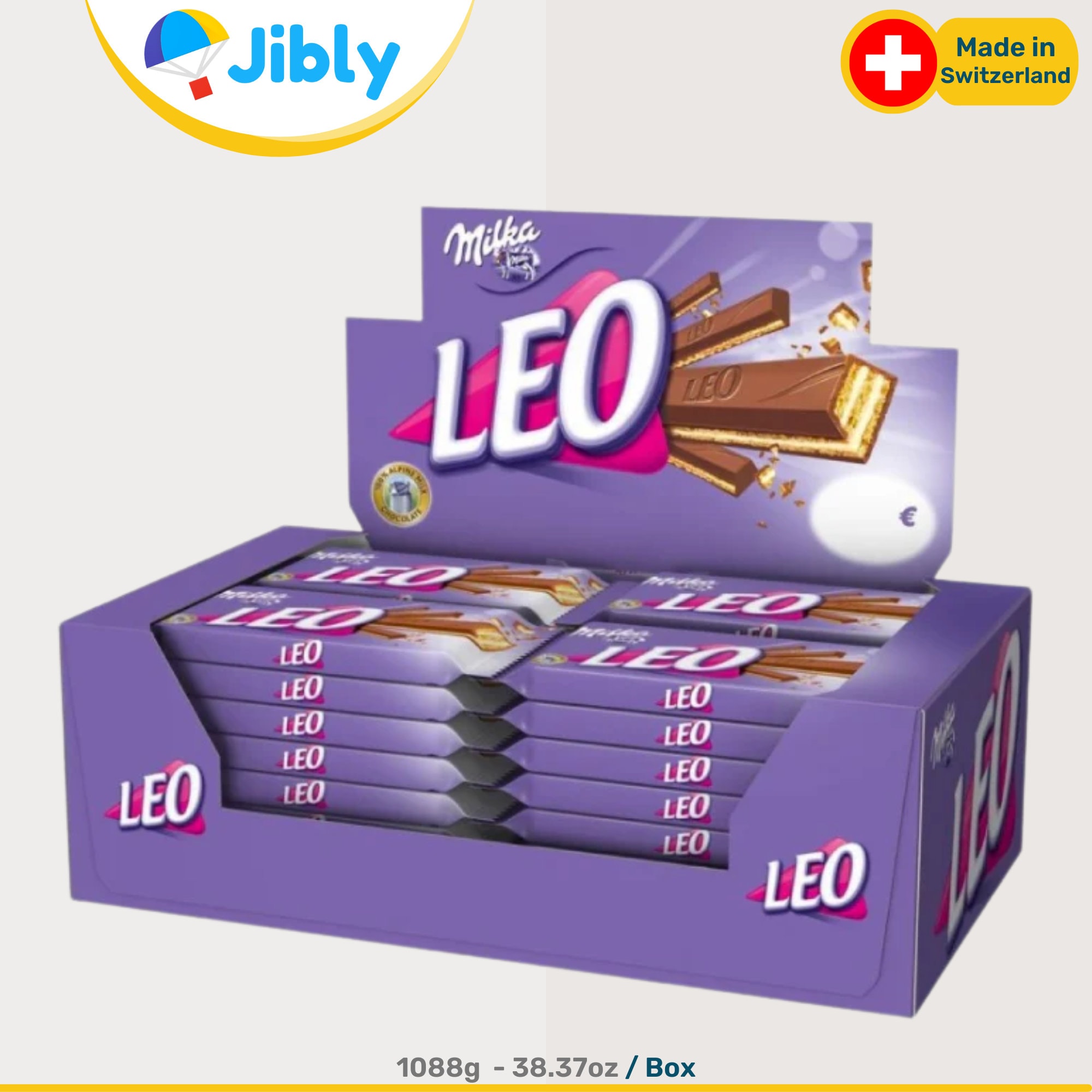 Swiss Milka Leo Wafer Box | Tasty Snacks | Box of 32 | 34g Bars | Worldwide Shipping | Wholesale Deals