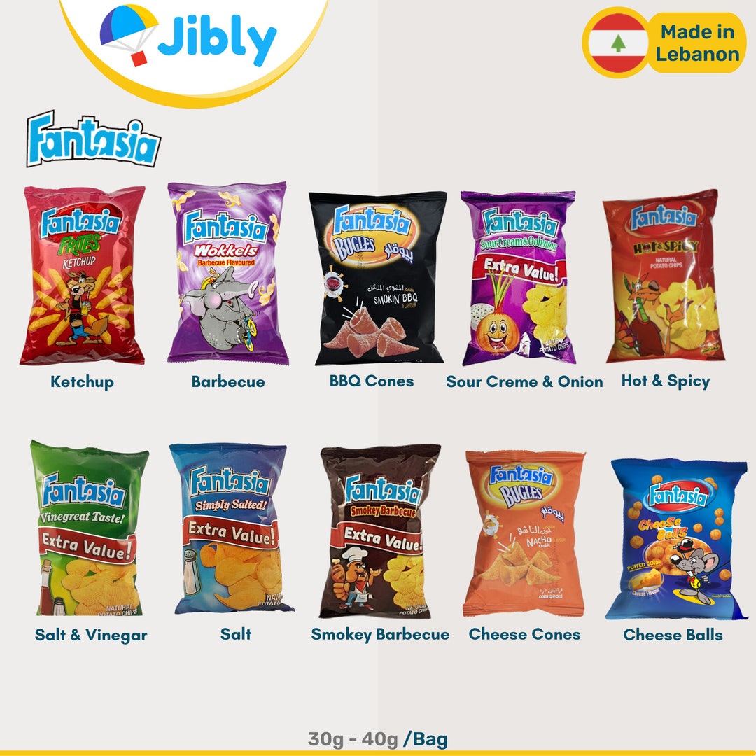 Lebanese Fatnasia Potato Chips Salty Snacks 10 Flavors 30g40g Bags